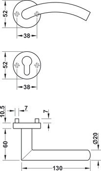 Sada dveřních klik, Nerez, Startec, PDH3110-E