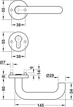 Sada dveřních klik, nerez, Startec, PDH4102, rozeta