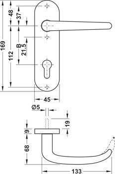 Sada dveřních klik, nerez, Startec, PDH4104, krátký štít