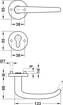 Sada dveřních klik, nerez, Startec, PDH4104, rozeta