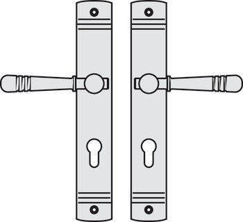 Sada dveřních klik, ocelově/mosazně patinované, Scheitter, 185Z/235