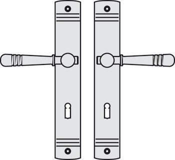 Sada dveřních klik, ocelově/mosazně patinované, Scheitter, 185Z/235