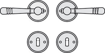 Sada dveřních klik, ocelově/mosazně patinované, Scheitter, 185Z-284-285