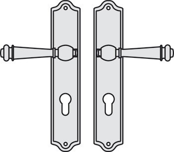Sada dveřních klik, Ocelově/mosazně patinované, Scheitter, model 184Z/231Z