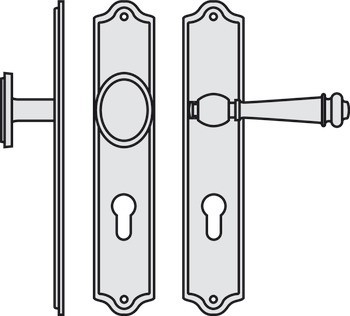 Sada dveřních klik, Ocelově/mosazně patinované, Scheitter, model 184Z/231Z