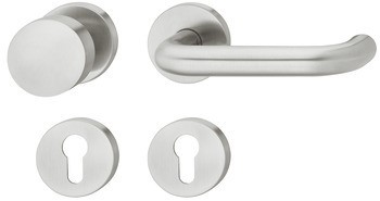 Sada dveřních klik, ogro 8100/6501/6612, nerez, požárně odolné dveře, únikové dveře