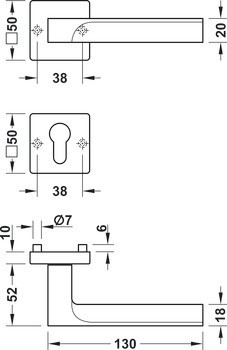 Sada dveřních klik, Zinková slitina, třída 3, Startec LDH 3205