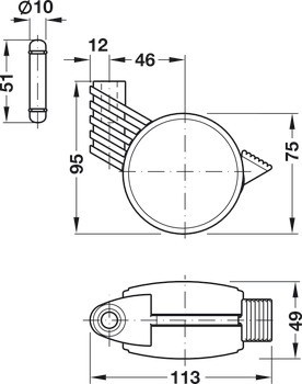 Sada koleček Caddy, S rohovou montážní podložkou 45°