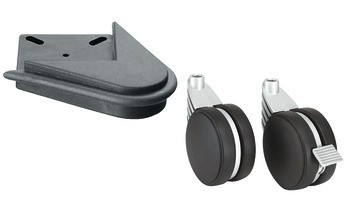 Sada koleček, S rohovou montážní podložkou 45°