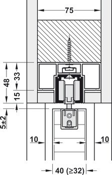 Sada kolejnic, pro řešení dveří do kapsy, pro Häfele Slido D-Line11 50I / 80I / 120I, 50L / 80L / 120L, 50J / 80J / 120J kování pro posuvné dveře