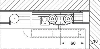 Sada kolejnic, pro řešení dveří do kapsy, pro Häfele Slido D-Line11 50I / 80I / 120I, 50L / 80L / 120L, 50J / 80J / 120J kování pro posuvné dveře