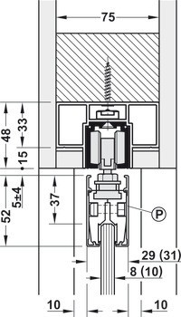 Sada kolejnic, pro řešení dveří do kapsy, pro Häfele Slido D-Line11 50I / 80I / 120I, 50L / 80L / 120L, 50J / 80J / 120J kování pro posuvné dveře