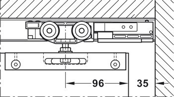 Sada kolejnic, pro řešení dveří do kapsy, pro Häfele Slido D-Line11 50I / 80I / 120I, 50L / 80L / 120L, 50J / 80J / 120J kování pro posuvné dveře