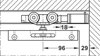 Sada kolejnic, pro řešení dveří do kapsy, pro Häfele Slido D-Line11 50I / 80I / 120I, 50L / 80L / 120L, 50J / 80J / 120J kování pro posuvné dveře