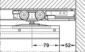 Sada kolejnic, pro řešení dveří do kapsy, pro Häfele Slido D-Line11 50I / 80I / 120I, 50L / 80L / 120L, 50J / 80J / 120J kování pro posuvné dveře