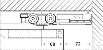 Sada kolejnic, pro řešení dveří do kapsy, pro Häfele Slido D-Line11 50I / 80I / 120I, 50L / 80L / 120L, 50J / 80J / 120J kování pro posuvné dveře