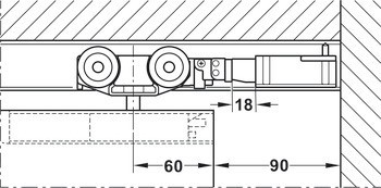Sada kolejnic, pro řešení dveří do kapsy, pro Häfele Slido D-Line11 50I / 80I / 120I, 50L / 80L / 120L, 50J / 80J / 120J kování pro posuvné dveře