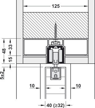 Sada kolejnic, pro řešení dveří do kapsy, pro Häfele Slido D-Line11 50I / 80I / 120I, 50L / 80L / 120L, 50J / 80J / 120J kování pro posuvné dveře