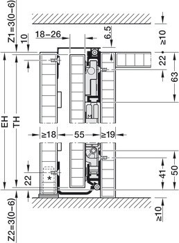 Sada kování pro otočné dveře skříně, Hawa-Concepta III 25/35 Pull