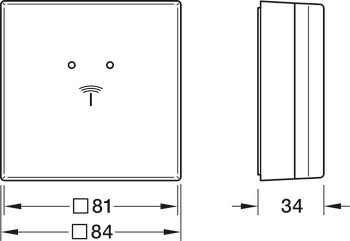 Sada nástěnného terminálu, Häfele Dialock WT 400, Häfele design, 81 x 81 mm