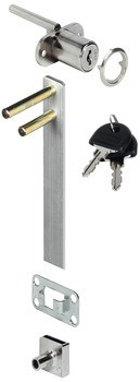 Sada otočného zámku centrálního zamykání, Häfele Symo EC Pure E1, s pevnou vložkou s plátkovými stavítky, pro montáž do čelního panelu