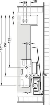 Sada podélného relingu, hranaté, Häfele Matrix Box P Plus