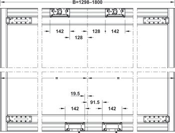 Sada pro dveře s hliníkovým rámem, pro Häfele Slido F-Flush51 60A, sada s hliníkovým rámečkem, úchytkový profil, dělicí profil a montážní materiál
