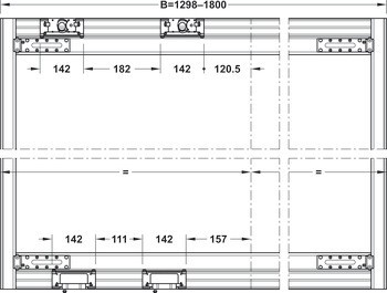Sada pro dveře s hliníkovým rámem, pro Häfele Slido F-Flush51 60A, sada s hliníkovým rámečkem, úchytkový profil, dělicí profil a montážní materiál