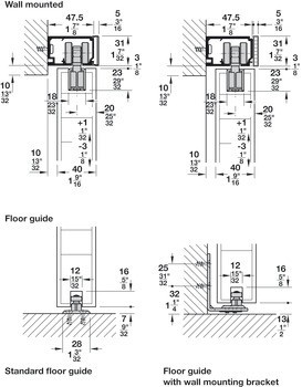 Kování pro posuvné dveře, Hawa Porta 60/100 HMD, sada s pojezdovou kolejnicí