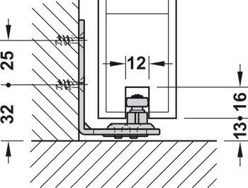 Kování pro posuvné dveře, Hawa Porta 60/100 H, sada s pojezdovou kolejnicí