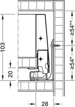 Sada zásuvky, Blum Merivobox, systémová výška M, plnovýsuv