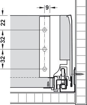 Sada zásuvky, Blum Tandembox antaro, systémová výška K, výška bočnice zásuvky 115 mm
