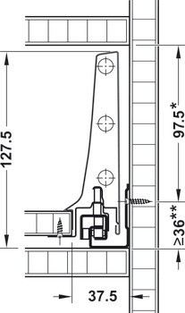 Sada zásuvky, Blum Tandembox antaro, systémová výška K, výška bočnice zásuvky 115 mm