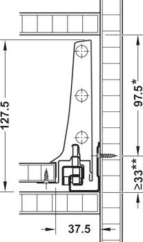 Sada zásuvky, Blum Tandembox antaro, systémová výška K, výška bočnice zásuvky 115 mm