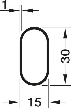 Šatní tyč, OVA 30 x 15 mm, nerez