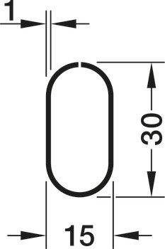 Šatní tyč, OVA 30 x 15 mm, ocel, válcovaná