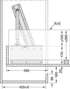 Sklopná postel Bettlift, pro podélnou montáž
