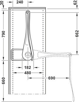 Sklopná tyč, Only, pro montáž na boční panel, nosnost 12 kg