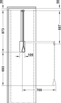 Sklopná tyč, S integrovaným mechanismem tlumeného zavírání, pro světlou šířku korpusu 750–1100 mm