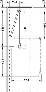 Sklopná tyč, S integrovaným tlumičem, pro světlou šířku korpusu 750–1160 mm