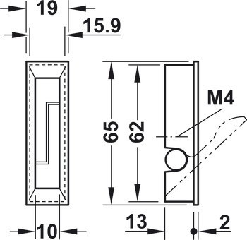Sklopná úchytka/sklopný háček, zinková slitina, pro sklápění, Häfele Déco