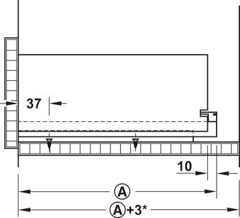 Skrytý výsuv, Blum Movento 760 H plnovýsuv, nosnost do 40 kg, ocel, montáž na základnu, se zajišťovacím kováním, artikl identický s předchůdcem