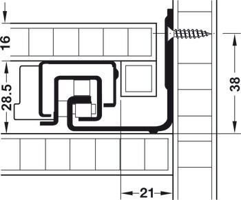 Skrytý výsuv, Blum Movento 760 H plnovýsuv, nosnost do 40 kg, ocel, povrchová montáž, se zajišťovacím kováním, artikl identický s předchůdcem