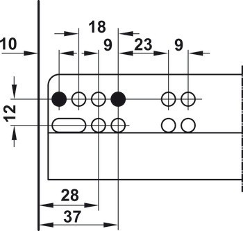 Skrytý výsuv, Grass Dynapro, plnovýsuv, nosnost do 40 kg, ocel, povrchová montáž, zajišťovací kování