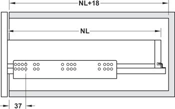 Skrytý výsuv, Häfele Matrix Runner UM A 30, plnovýsuv, nosnost do 30 kg, synchronní pohyb