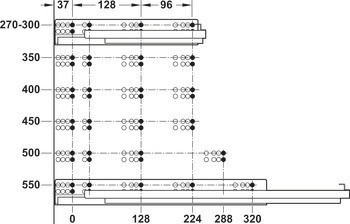 Skrytý výsuv, Häfele Matrix Runner UM A 30, plnovýsuv, nosnost do 30 kg, synchronní pohyb