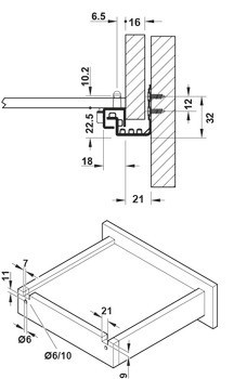 Skrytý výsuv, Häfele Matrix Runner UM A25, částečný výsuv, nosnost do 25 kg
