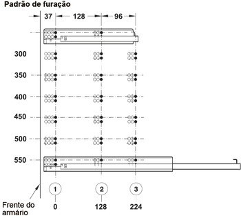 Skrytý výsuv, Häfele Matrix Runner UM A25, částečný výsuv, nosnost do 25 kg