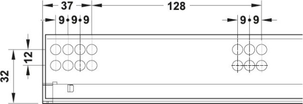 Skrytý výsuv, Häfele Matrix Runner UM A25, částečný výsuv, nosnost do 25 kg