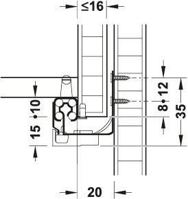 Skrytý výsuv, Häfele Matrix Runner UM S15, částečný výsuv, nosnost do 15 kg
